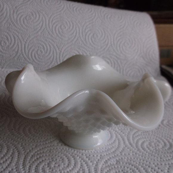 vintage hobnail milk glass bowl.